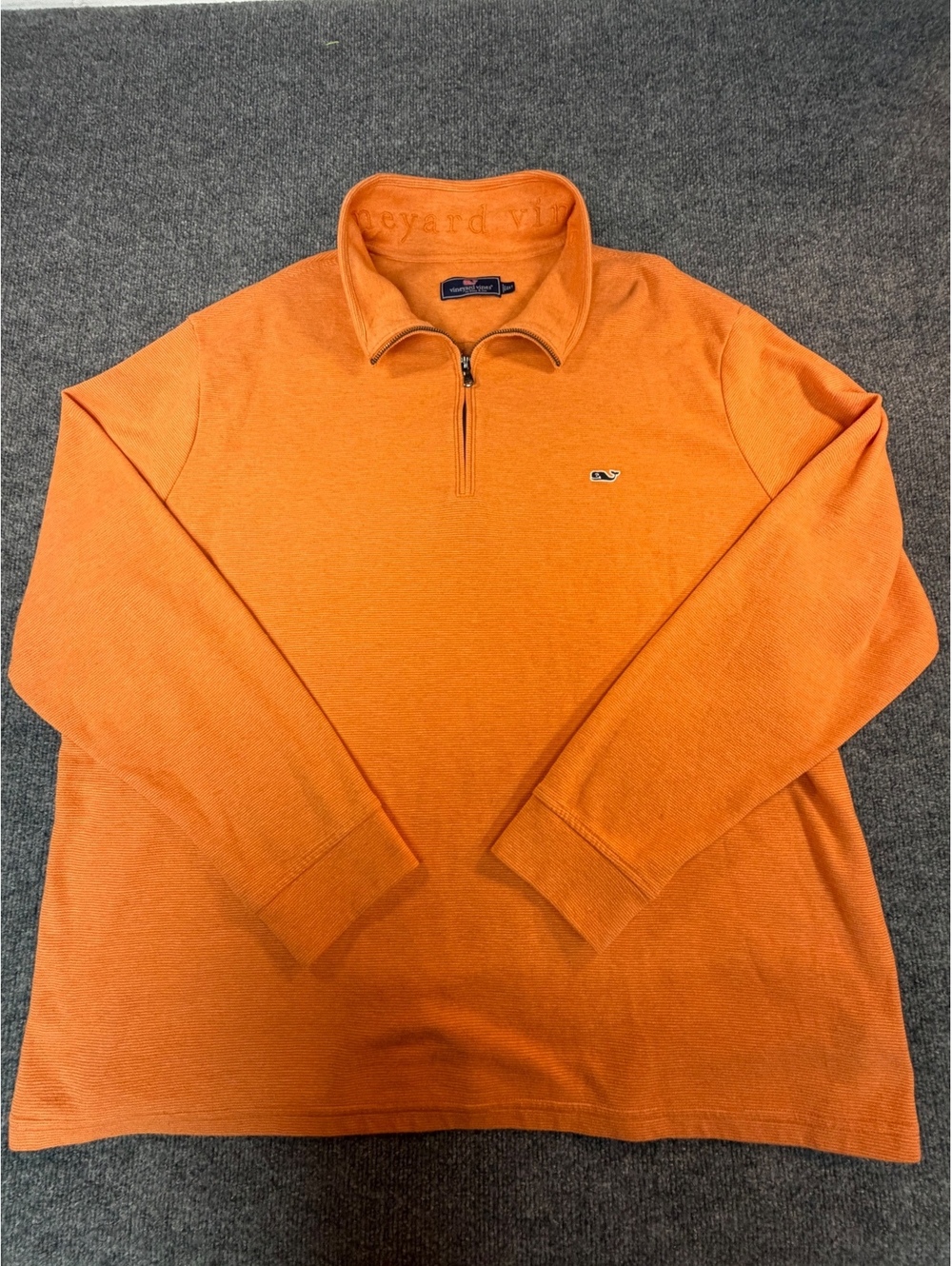 Vineyard Vines Sweater Mens 2XLT Orange 1/4 Zip Saltwater Performance Pullover